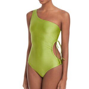 JADE one piece Swimsuit  New XL Extra Large One Shoulder Lime green cut out side